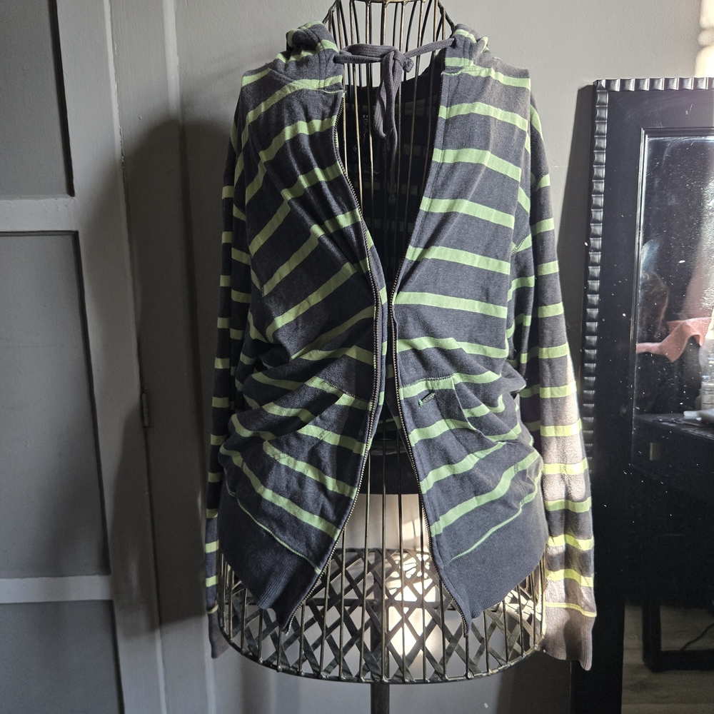 Billabong Gray and Green Striped Women's Sweater
